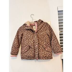 Mini Boden Girl’s Anorak Leopard Print Coat with Cat print face hood (Size 6-7Y)